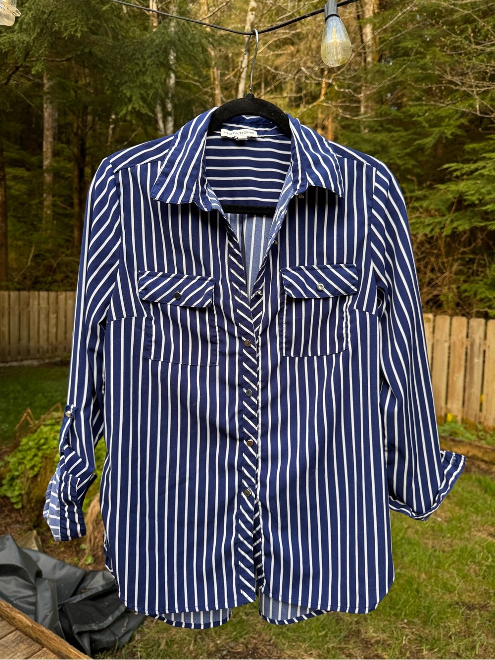 Notations Navy and White Striped Shirt